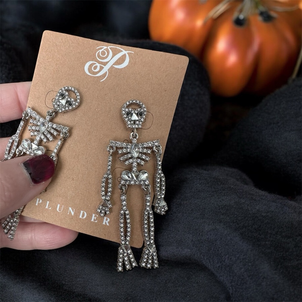 Plunder Silver Skeleton Earrings